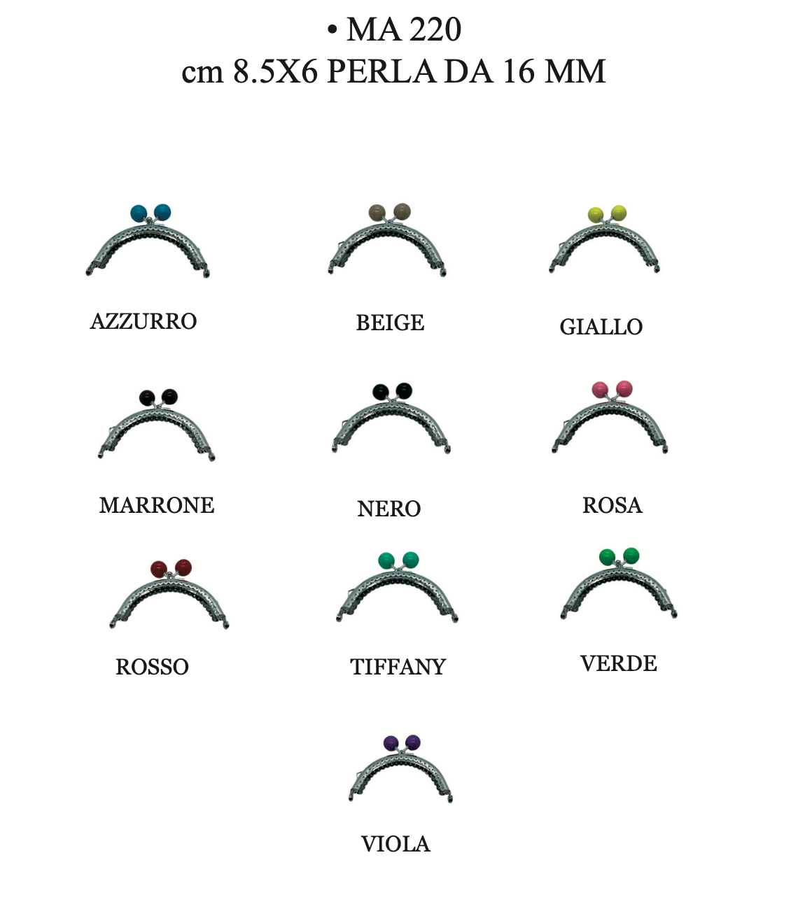 Chiusure clic clac in metallo con perla MA220