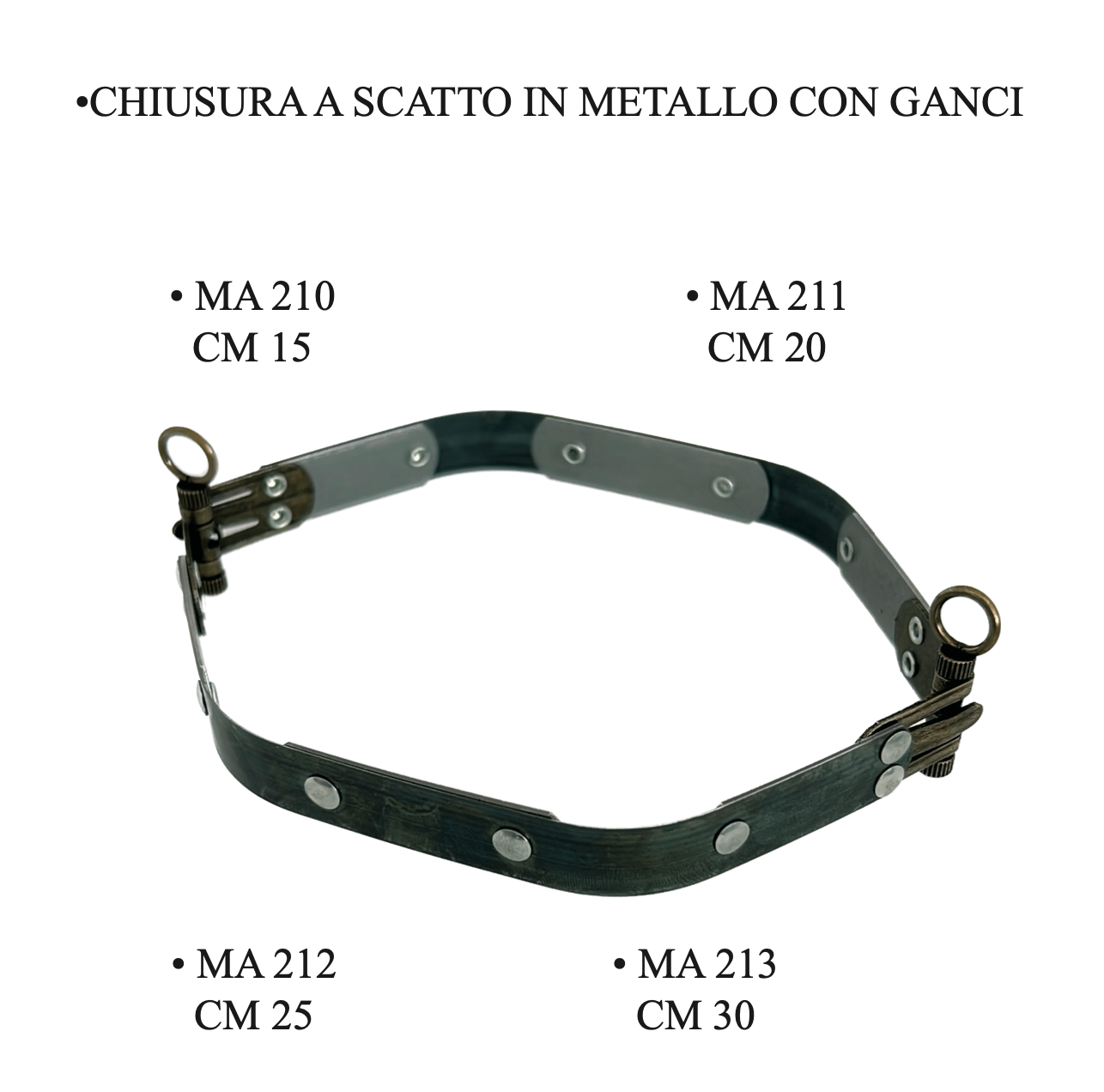 Chiusura a scatto in metallo con ganci MA210 / MA211 / MA212 / MA213